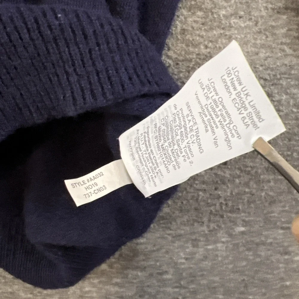 J Crew‎ Lambs Wool Shawl Collar Button Pullover Sweater Blue Men's MED Preppy
